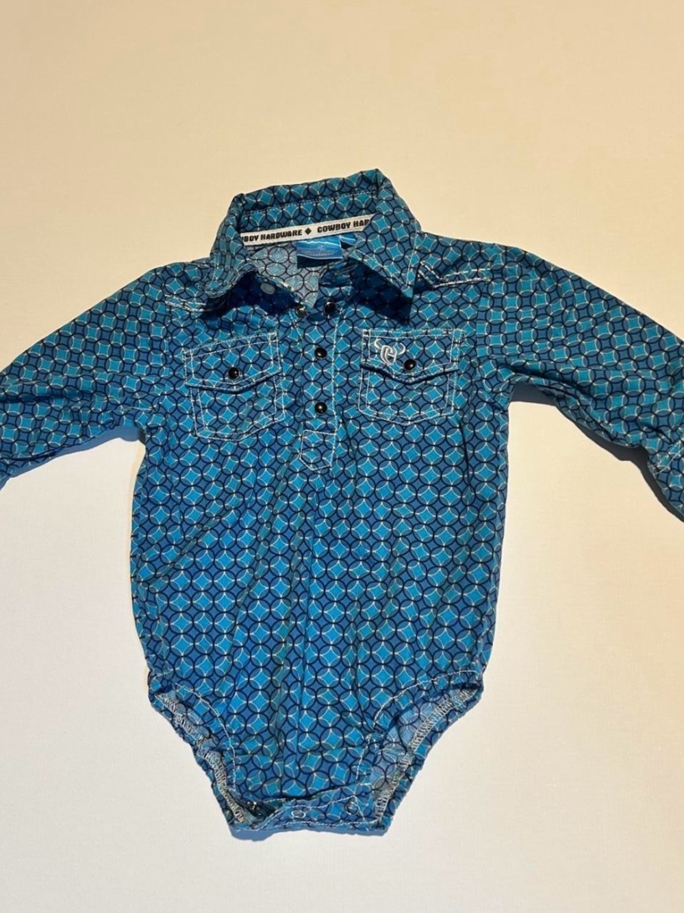 Cowboy Hardware Long-Sleeve Baby Onesie